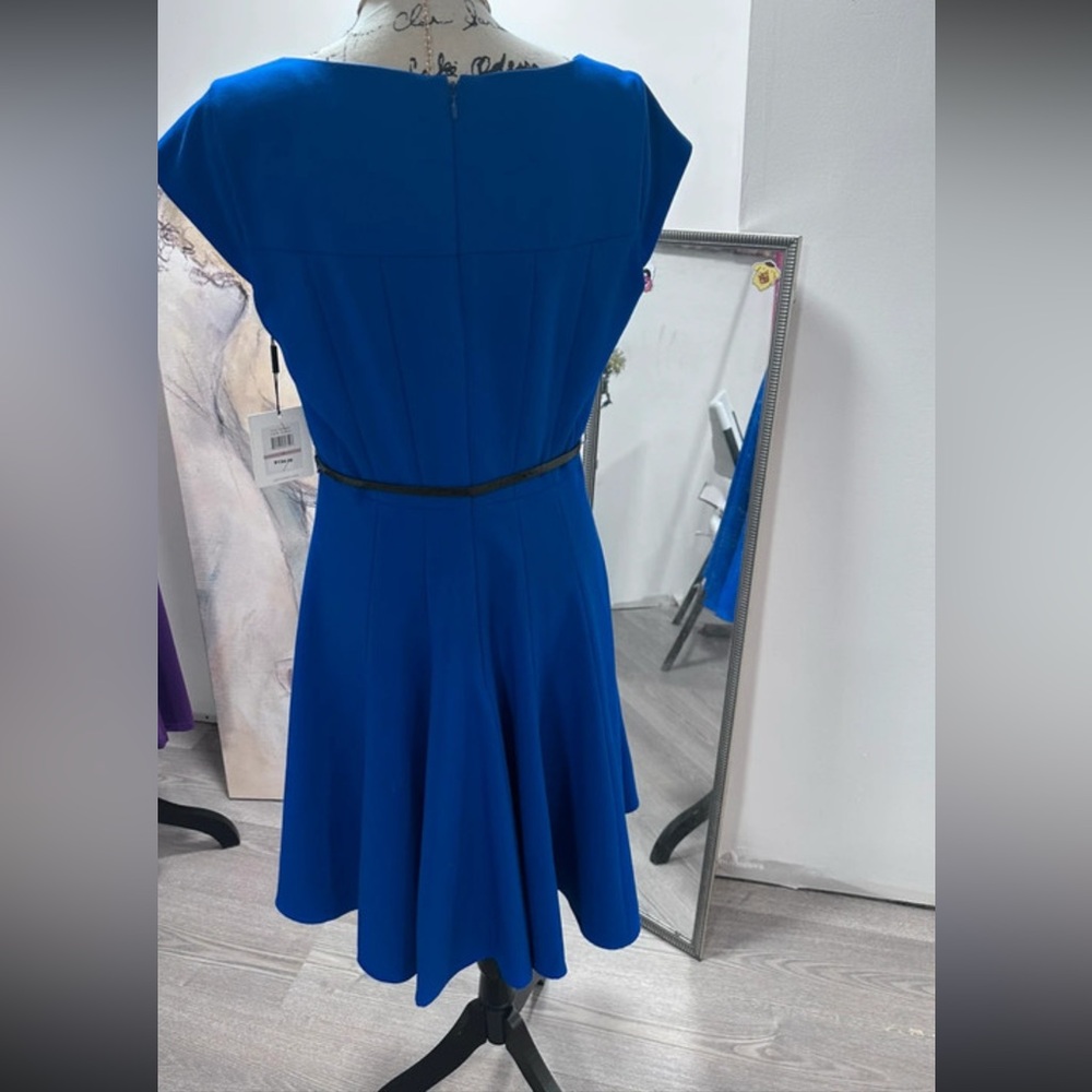 Calvin Klein Royal Blue Cap Sleeve Midi Dress - Picture 3 of 8